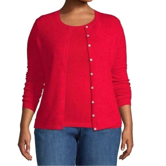 Lands End new with tags Red Cardigan 2X - Picture 1 of 7